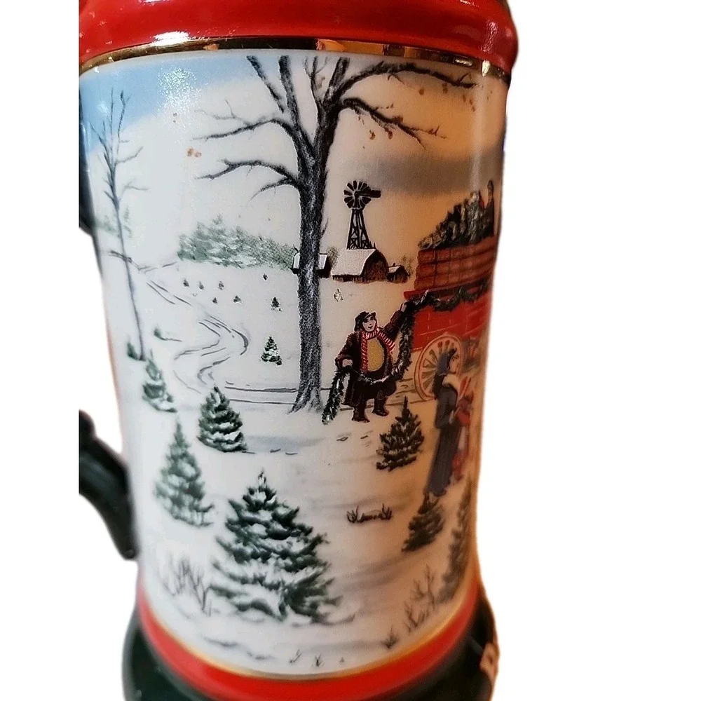VTG 1991 Budweiser Beer Christmas Stein Mug Clydesdales Ceramarte Retro Dad Gift